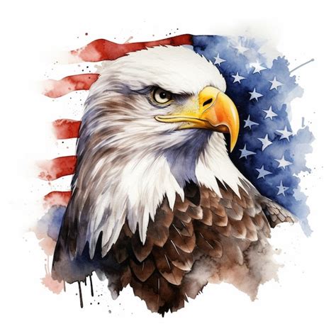 Premium AI Image | Painting of an eagle with a flag on the back of it generative ai