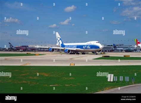 CHICAGO, IL -26 JUL 2020- View of a Boeing 747 airplane from AirBridgeCargo ABC (RU) , the ...