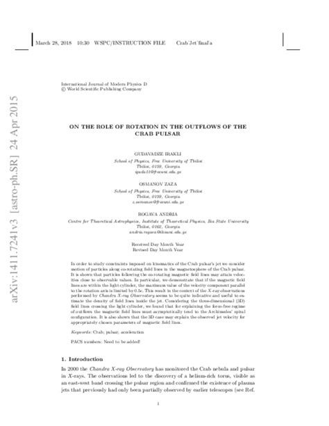 (PDF) On the role of rotation in the outflows of the Crab pulsar | Zaza ...