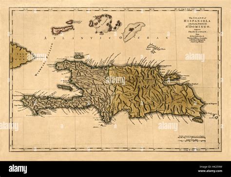 Map Of Hispaniola 1762 Stock Photo - Alamy