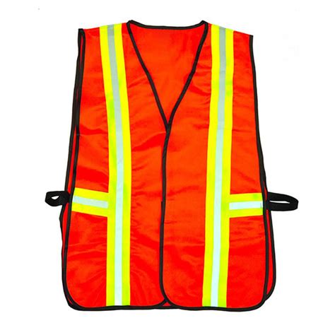 No Pocket Fluorescent Polyester Neon Orange Safety Vest Reflective Stripes - China Safety Vest ...