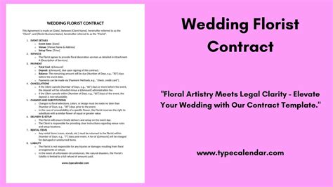 Free Printable Wedding Florist Contract Templates [Word, PDF]