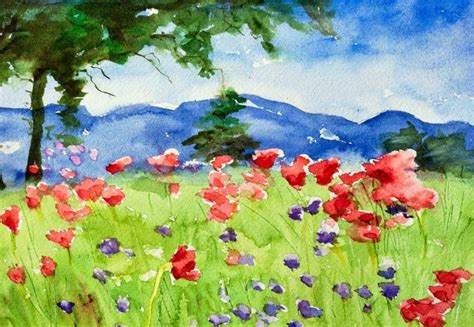 Watercolor painting original colorful impressionist landscape | Etsy | Watercolor landscape ...