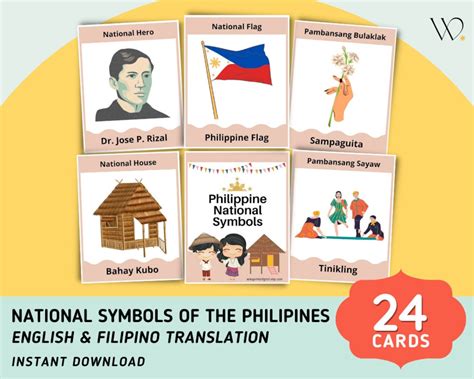 National Symbols of the Philippines 24 Flashcards English Tagalog Flashcards Printable Filipino ...