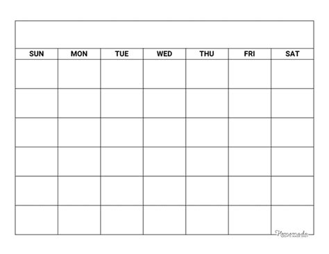 Free Printable Blank Calendar Templates