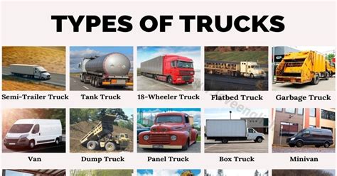 Types of Trucks: 20 Different Types of Trucks You May Not Know - Love English