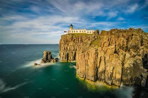 Neist point lighthouse at isle of skye in scotland stock photo containing | Architecture Stock ...