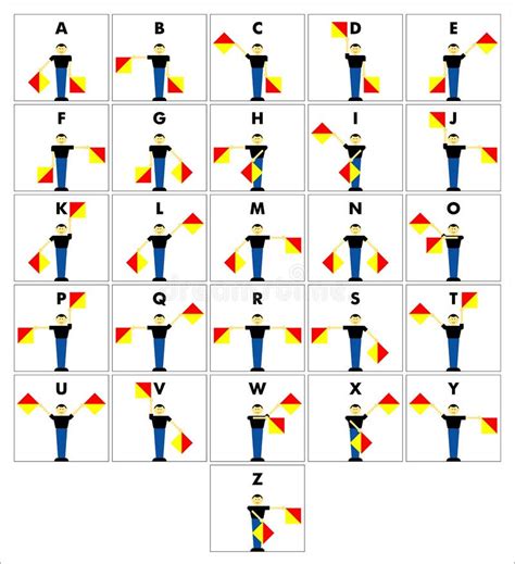 Semaphore Flag Signals Alphabet Stock Vector - Illustration of code, signal: 15110447