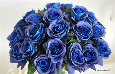 Real Touch Blue Rose Arrangement | Preserved Floral Arrangements & Silk Flowers