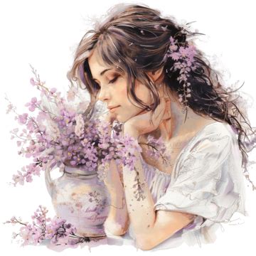 Lovely Girl With Flowers In A Vase, Flowers, Girl, Vase PNG Transparent ...