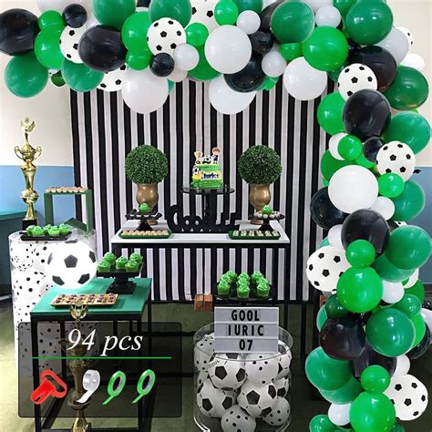 YANSION 94Pcs Soccer Balloons Garland, Soccer Party Supplies Football ...