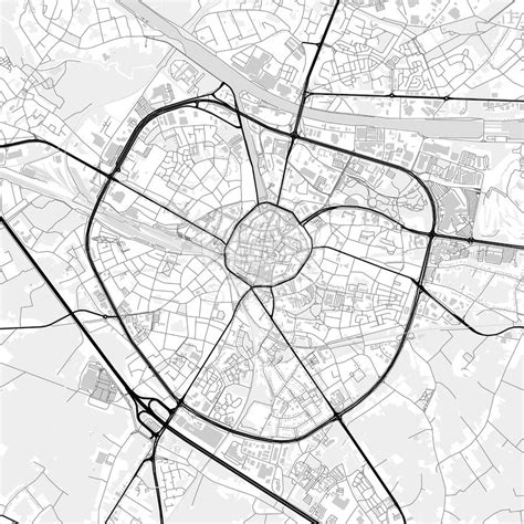 Downtown map of Hasselt, Belgium. Print template version with very rich ...