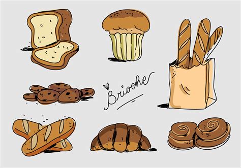 French Bakery Brioche Hand Drawn Vector Illustration 168727 Vector Art at Vecteezy