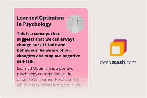 Learned Optimism in Psychology - Deepstash