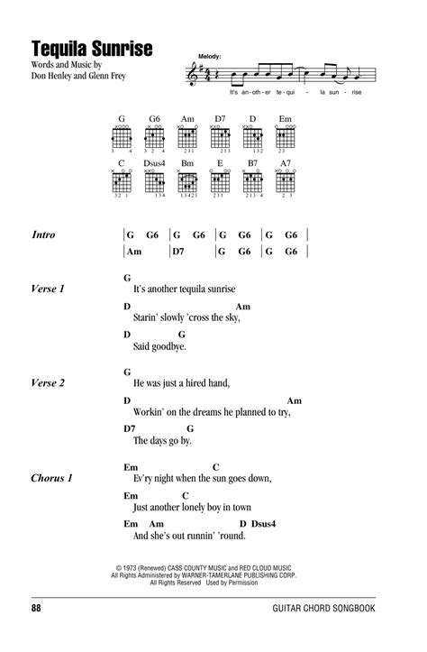 Tequila Sunrise by Eagles - Guitar Chords/Lyrics - Guitar Instructor