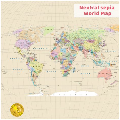 Neutral Sepia World Map Wallpaper for Kids | 🥇MyCuteStickons