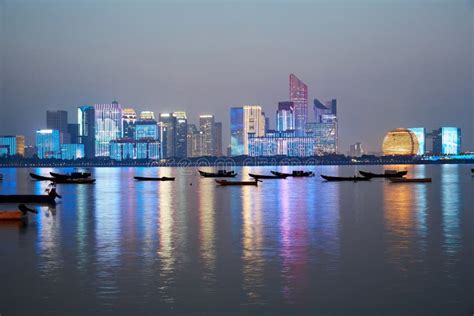 Hangzhou Skyline, Zhejiang, China Stock Photo - Image of buildings ...