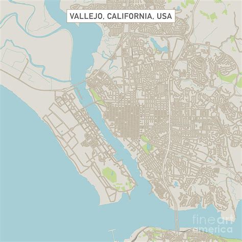 Vallejo California US City Street Map Digital Art by Frank Ramspott - Fine Art America