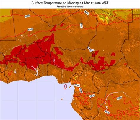 Niger Surface Temperature on Sunday 10 Nov at 7pm WAT