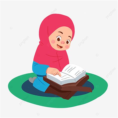 Reading Quran Clipart Transparent Background, Muslim Kid Read Quran ...