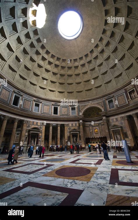 Interior of the Pantheon dome, wide-angle shot Stock Photo - Alamy