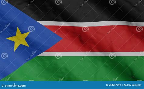 South Sudanese Flag Waving in the Wind. South Sudan National Flag. 3d Render. Stock Illustration ...