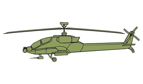 Military helicopter outline. Doodle side view. Colorful vector illustration isolated on white ...