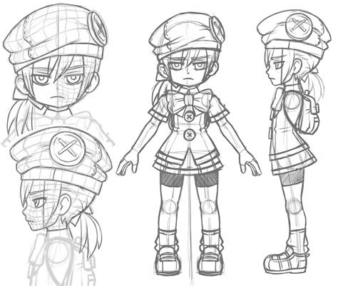 Small girl anime character Blueprint - Download free blueprint for 3D modeling