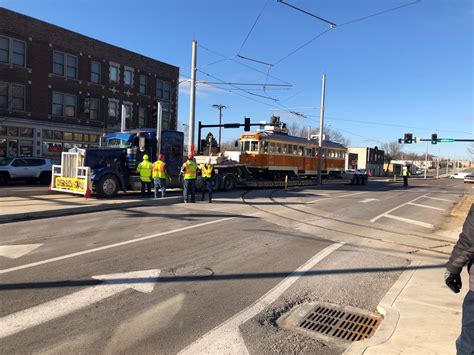 Third Delmar Loop Trolley car delivered to Trolley HQ Tuesday morning – Clayton Times