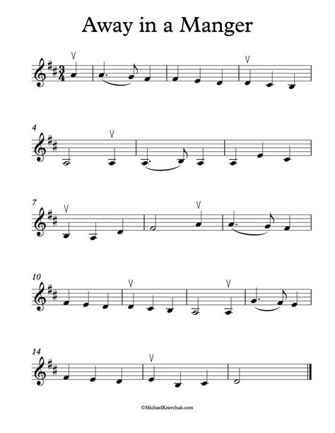 Free Violin Sheet Music – Away In A Manger – Michael Kravchuk