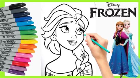 Mewarnai Elsa dan Anna Frozen | Coloring Elsa and Anna Frozen - YouTube