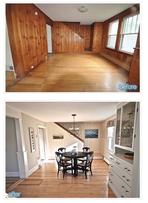 Dining Room and Foyer: Before and After Knotty Pine Paneling