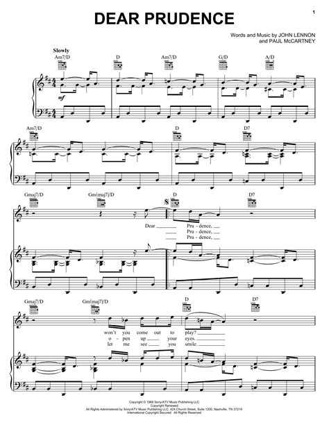 Dear Prudence | Sheet Music Direct