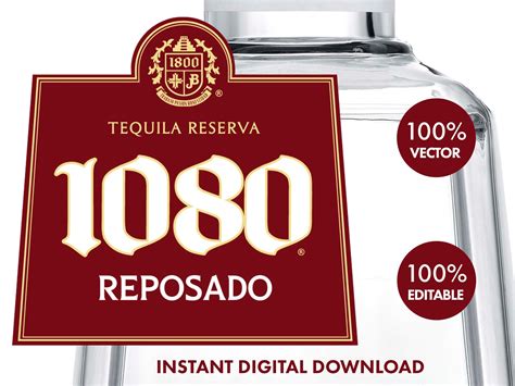 1800 Reposado Tequila Label for Customization. Printable and - Etsy