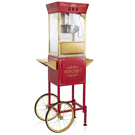 Movie Theater Popcorn Machine with Cart and 8 oz. Kettle, Red - Olde Midway