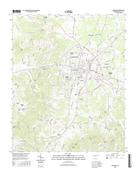 MyTopo Lewisburg, Tennessee USGS Quad Topo Map