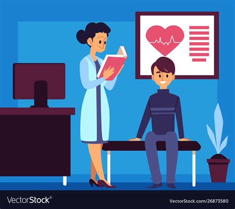 Hospital room - cartoon doctor and patient Vector Image