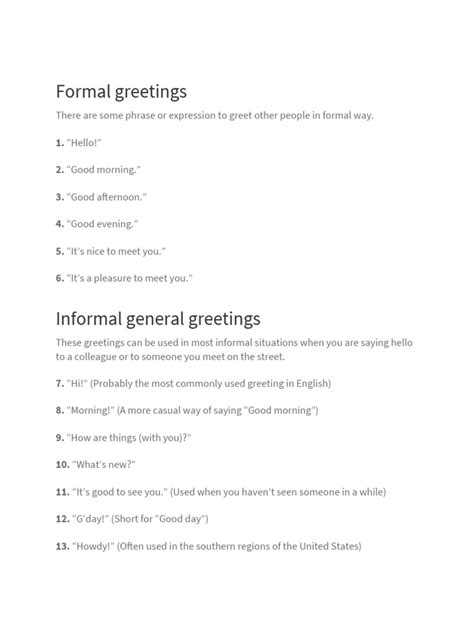 Formal Greetings | PDF