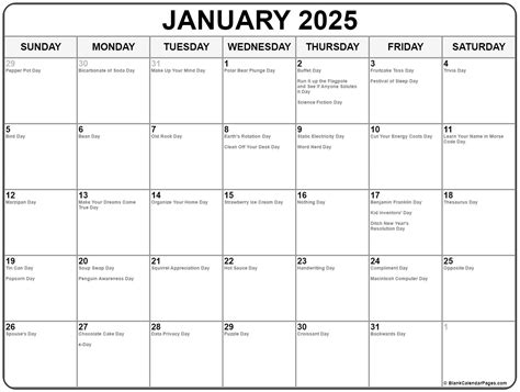 January 2025 Calendar Holidays And Observances Time Period - Cherie Joanie