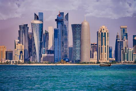 Panorama of Modern Skyscrapers in Doha, Qatar Stock Image - Image of ...