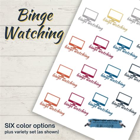 Binge Watching Tracker Icon Stickers Functional Planner Sticker Sheets Script Typography Event ...