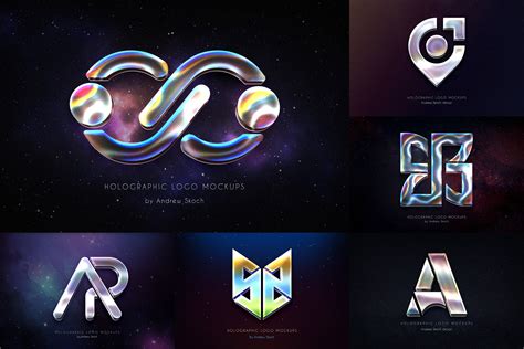 Holographic Logo Mockups - Design Cuts
