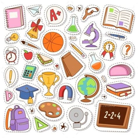 stickers with school related items are arranged in the shape of a circle