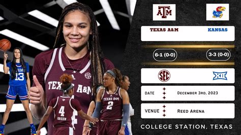 Texas A&M vs Kansas | NCAA Women's Basketball | 12.3.23 - YouTube