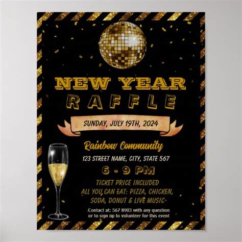 New Year Raffle event template Poster | Zazzle