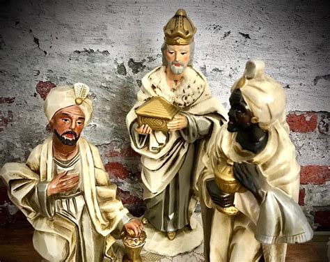 Lot of 3 Large Paper Mache Wise Men Three Kings Nativity Figurines Japan RD R D Christmas Story ...