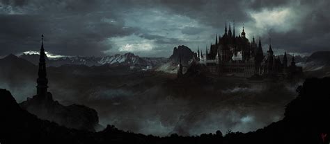 4K, dark, castle, artwork, digital art, mountains, HD Wallpaper | Rare ...