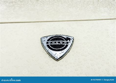 Hood Emblem of Sports Car Volvo P1800 in Raindrops on the White ...