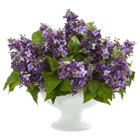 Lilac Artificial Arrangement in White Vase 1638 Nearly Natural