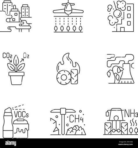 Air pollution linear icons set Stock Vector Image & Art - Alamy